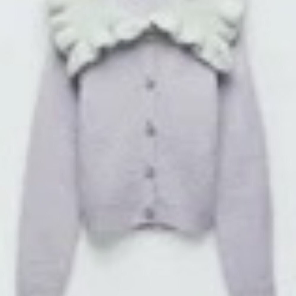Zara Lavender  Bib Collar Sweater with decor buttons Size XL. EUC - Picture 11 of 11